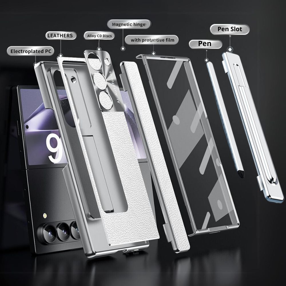 Z Fold 6, 5, 4 Leather S Pen Bracket Case