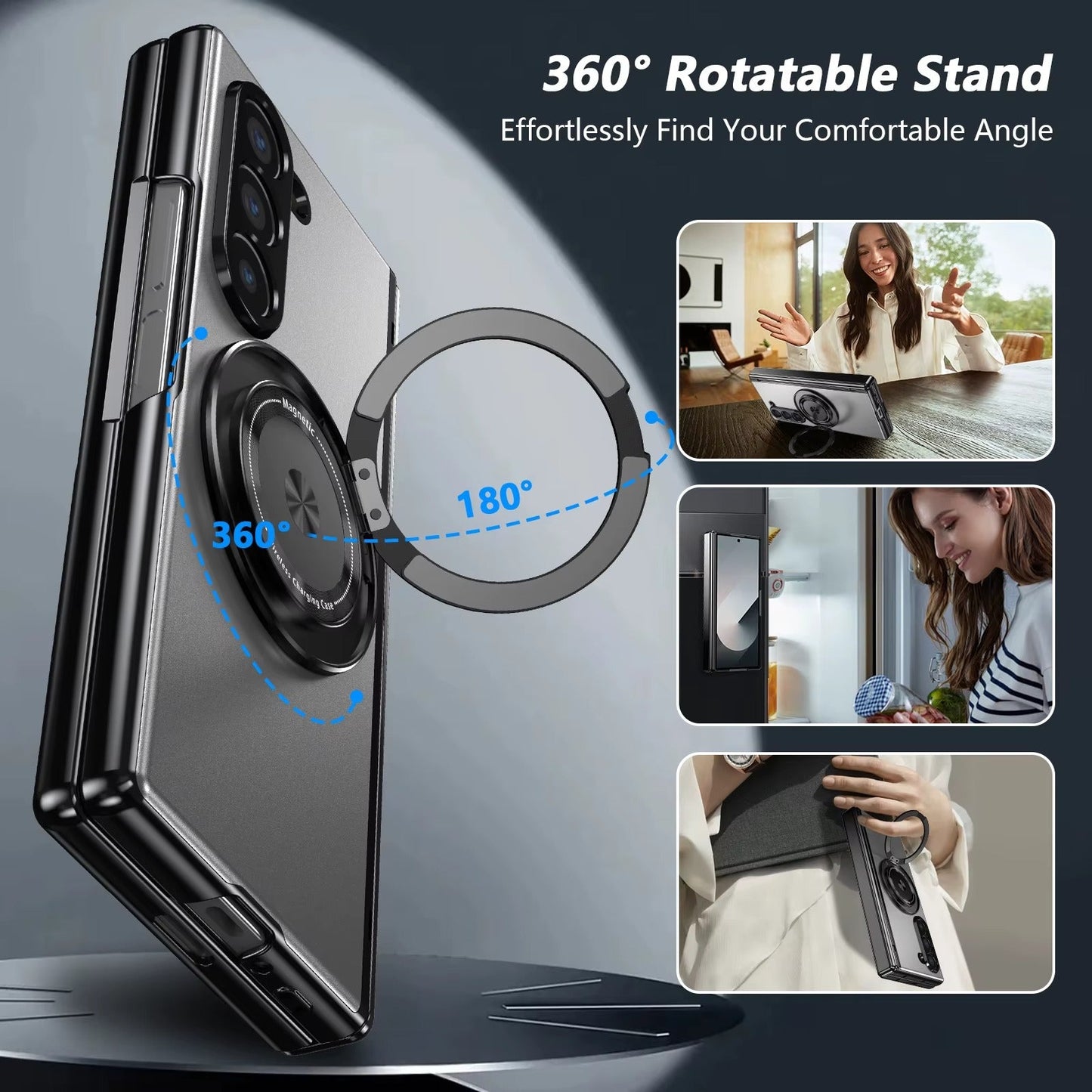 RingArmor Galaxy Z Fold 7, 6, 5 & 4 Magnetic 360° Case with Hinge Protection