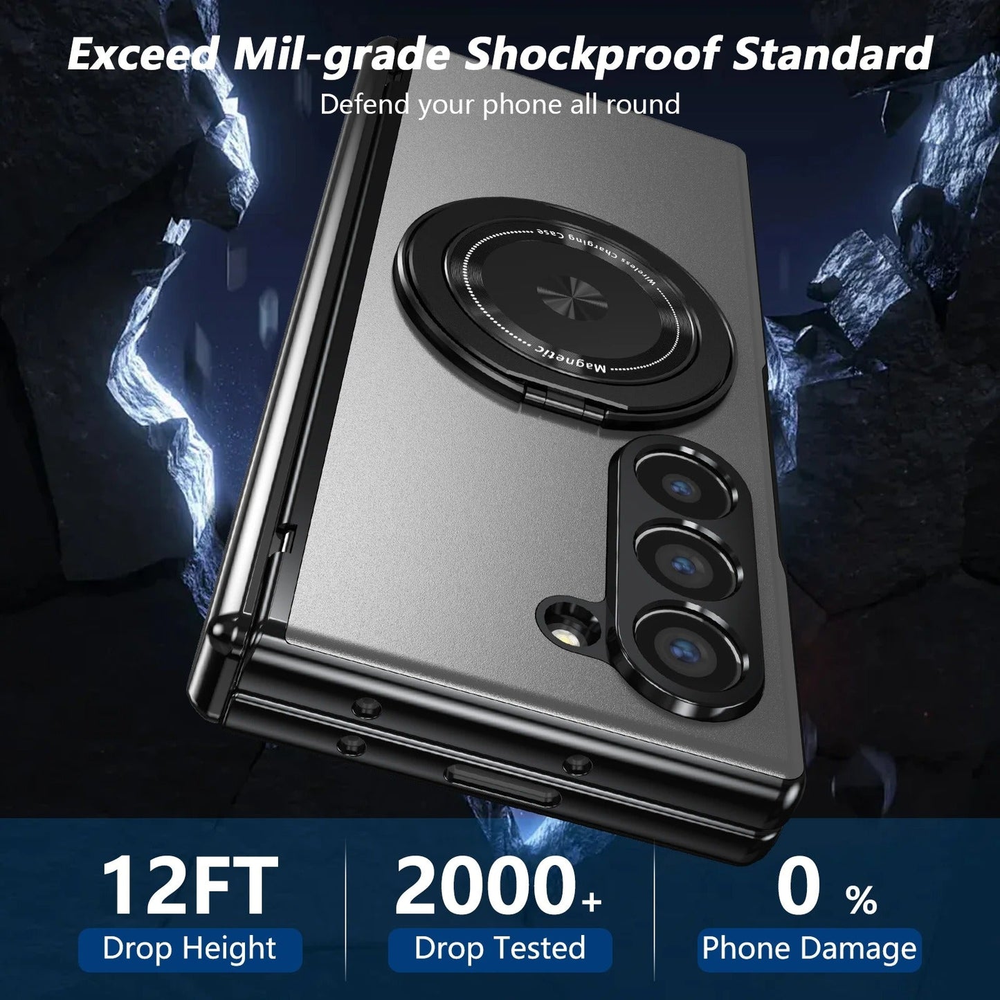 RingArmor Galaxy Z Fold 7, 6, 5 & 4 Magnetic 360° Case with Hinge Protection