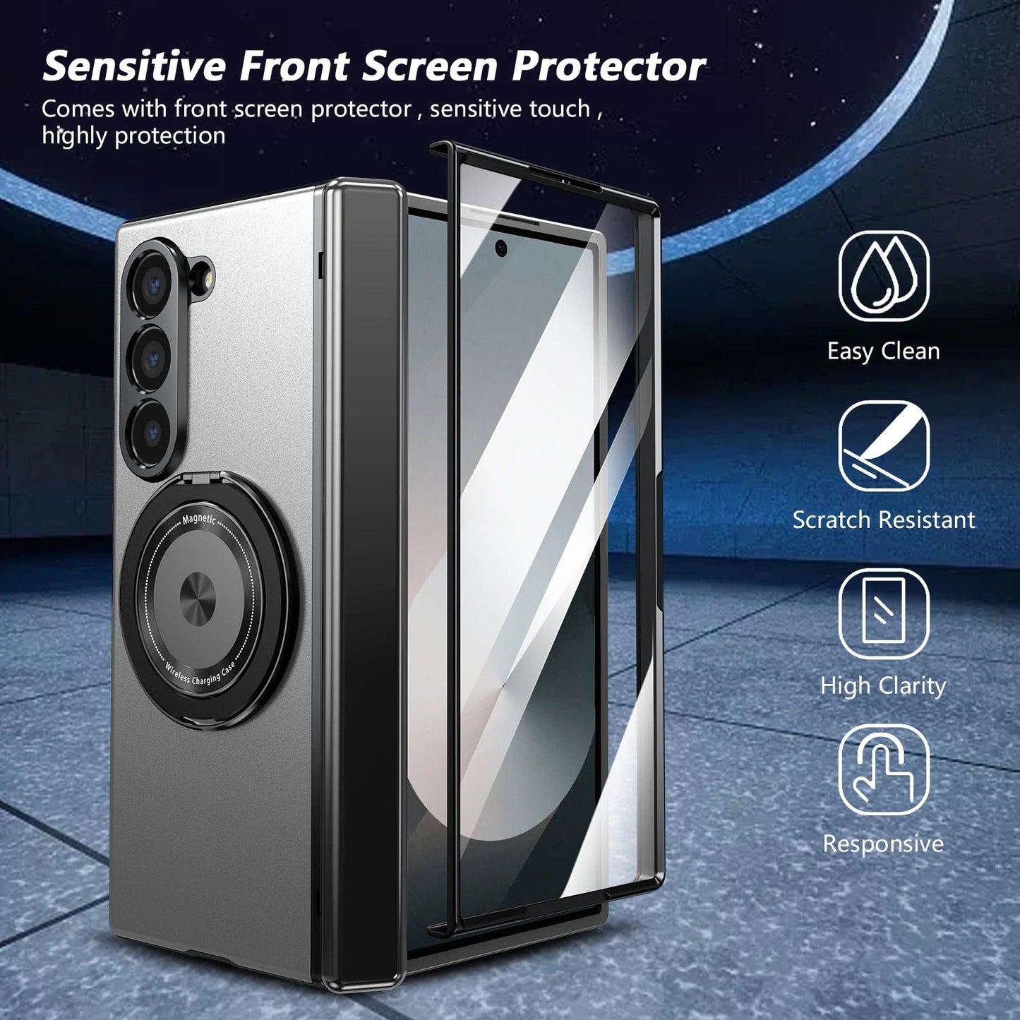 RingArmor Galaxy Z Fold 7, 6, 5 & 4 Magnetic 360° Case with Hinge Protection