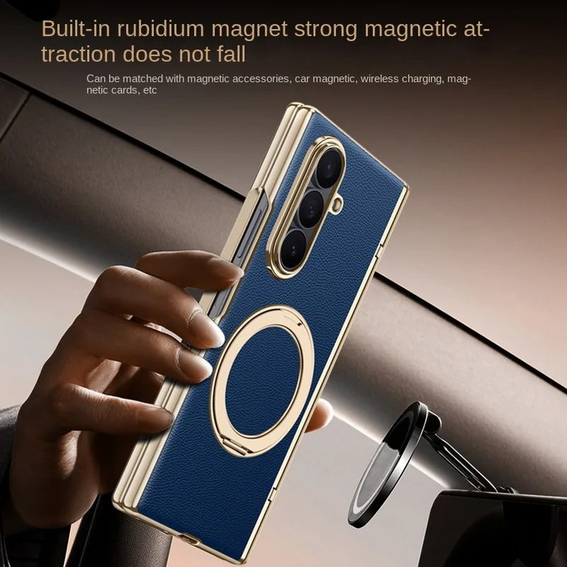 AxisFold Luxe™ Leather Magnetic Stand Case for Galaxy Z Fold 7