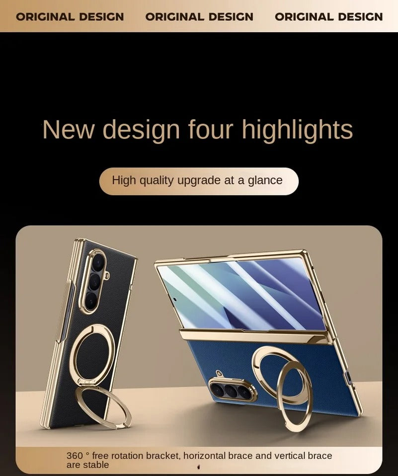 AxisFold Luxe™ Leather Magnetic Stand Case for Galaxy Z Fold 7