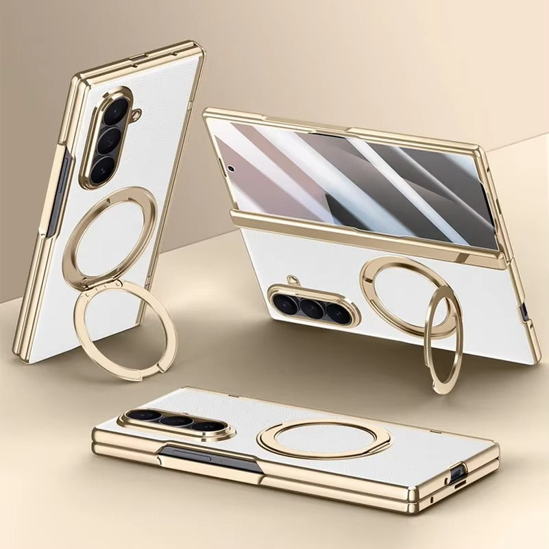 AxisFold Luxe™ Leather Magnetic Stand Case for Galaxy Z Fold 7
