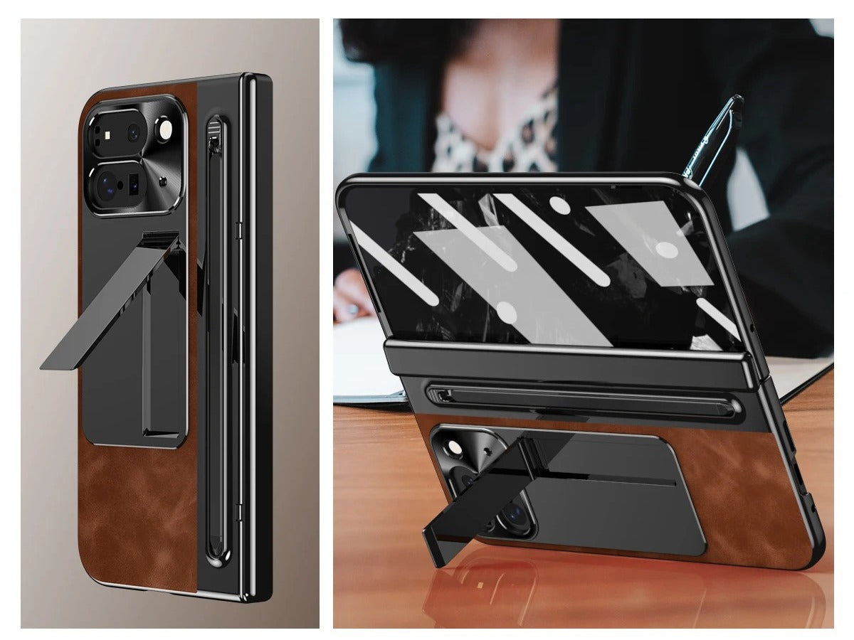 PenVault Leather Case for Google Pixel 10, 9 Pro Fold & Galaxy Z Fold with Hinge Armor