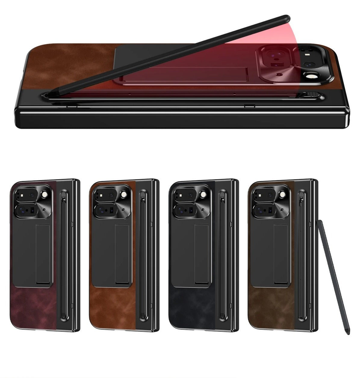 PenVault Leather Case for Google Pixel 10, 9 Pro Fold & Galaxy Z Fold with Hinge Armor
