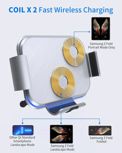 ChargeClamp Pro™ Z Fold Wireless Auto-Clamping Car Charger