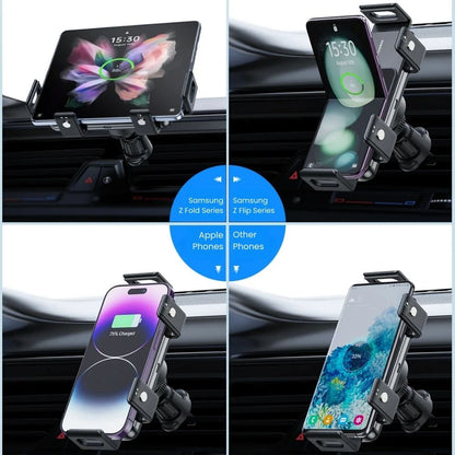 MagCar 360 Rotation Auto-Grip Car Holder with Fast Wireless Charger - Secure Hold and Fast Charging