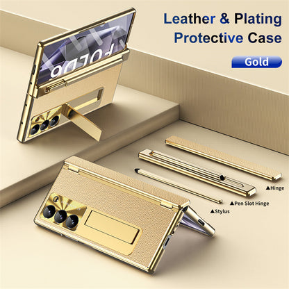 LuxeGuard Galaxy Z Fold 7, 6, 5 & 4 Leather Case with S Pen Holder