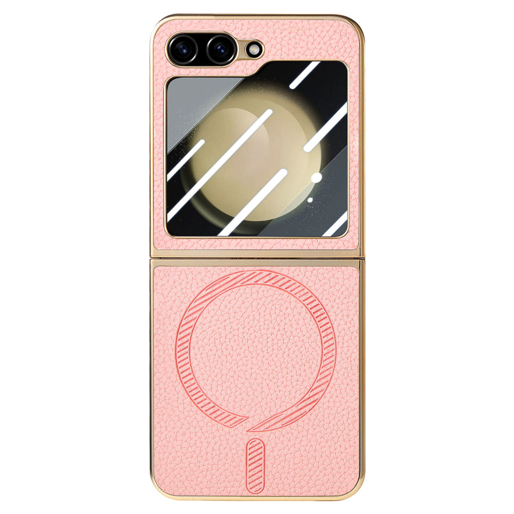 FlexiGuard Galaxy Z Flip 7, 6 & 5 Slim Leather Shockproof Case with Glass Screen Protector