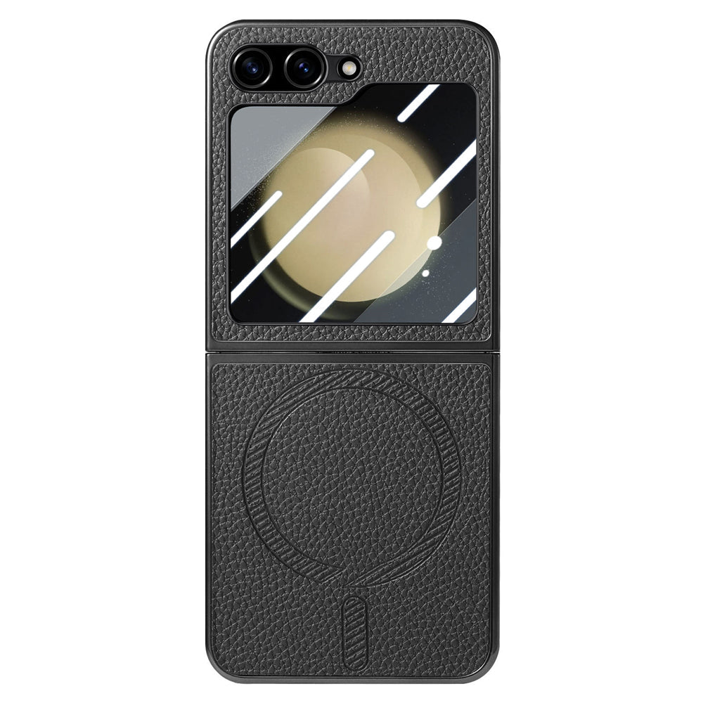 FlexiGuard Galaxy Z Flip 7, 6 & 5 Slim Leather Shockproof Case with Glass Screen Protector