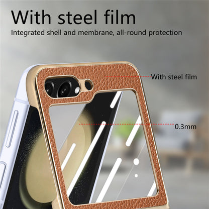 FlexiGuard Galaxy Z Flip 7, 6 & 5 Slim Leather Shockproof Case with Glass Screen Protector