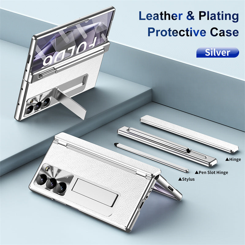 LuxeGuard Galaxy Z Fold 7, 6, 5 & 4 Leather Case with S Pen Holder
