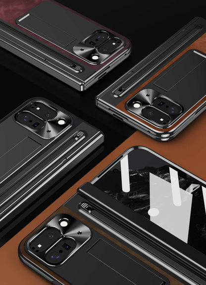 PenVault Leather Case for Google Pixel 10, 9 Pro Fold & Galaxy Z Fold with Hinge Armor