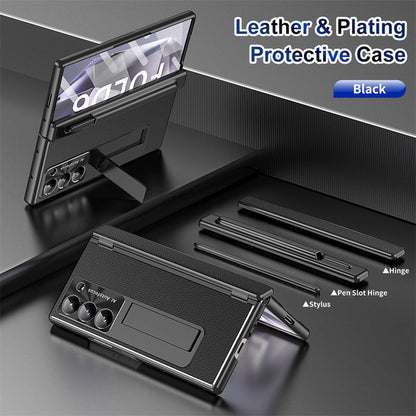 LuxeGuard Galaxy Z Fold 7, 6, 5 & 4 Leather Case with S Pen Holder